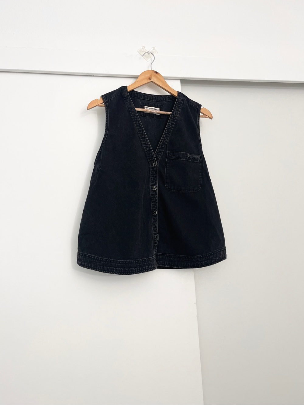 NWOT Free People Black Denim Oversized Vest Size Small